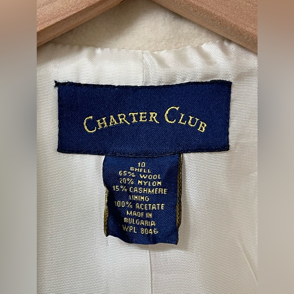 Charter Club Wool-Cashmere Cream Blazer Size 10 - Picture 5 of 5